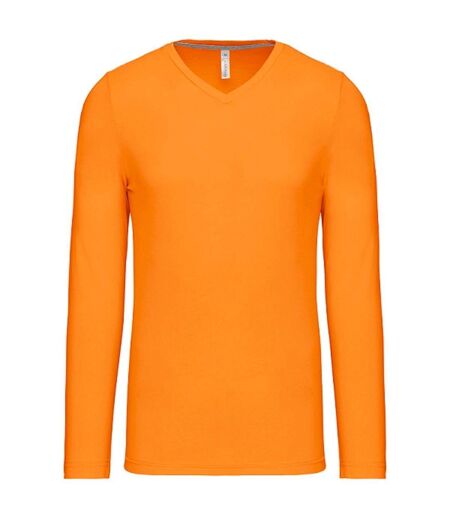 T-shirt manches longues col V - K358 - orange - homme