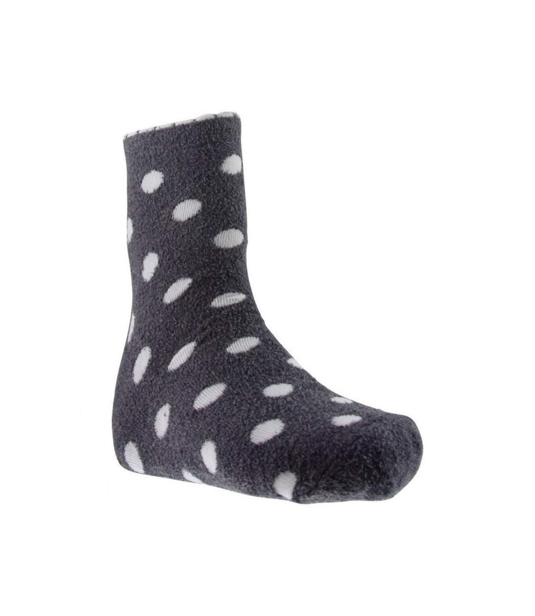 TWINDAY Chaussettes Femme Microfibre FOURRURE POIS Gris