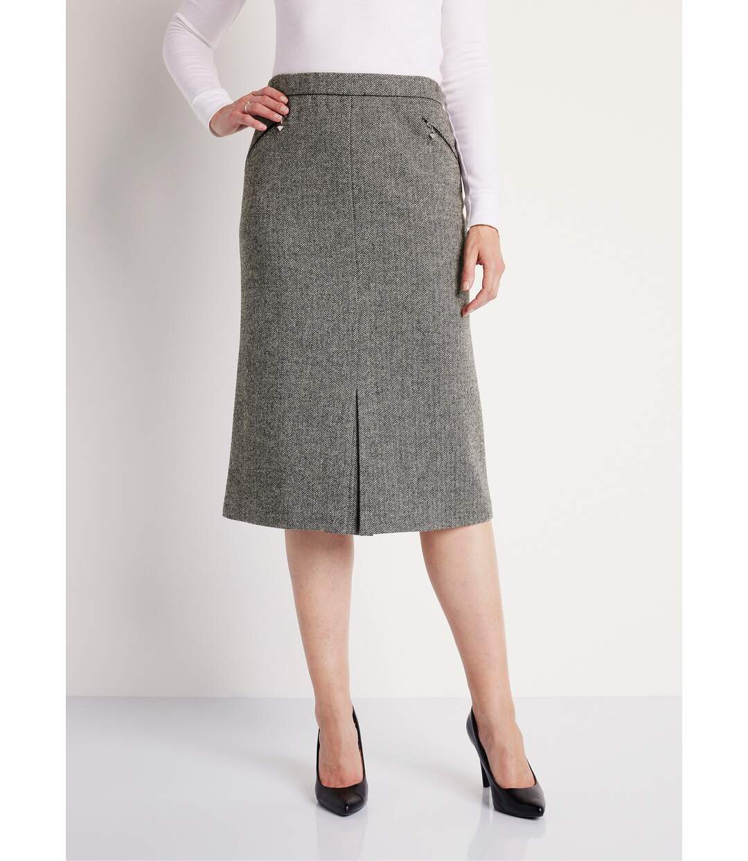 Jupe chevrons ou chiné longueur 70 cm avec laine-1