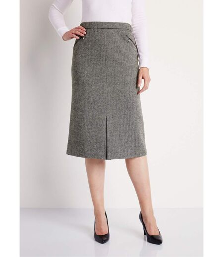 Jupe chevrons ou chiné longueur 70 cm avec laine