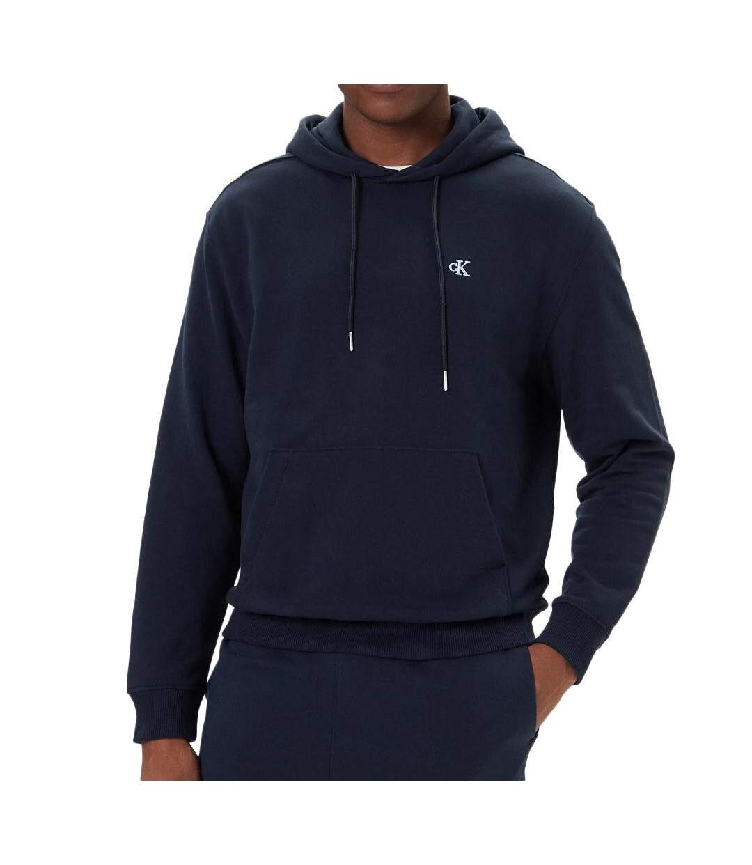 Sweat à capuche marine homme calvin klein jeans  350 terry monog-1