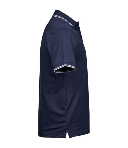 Mens Luxury Stripe Polo Shirt Navy White Tee Jays