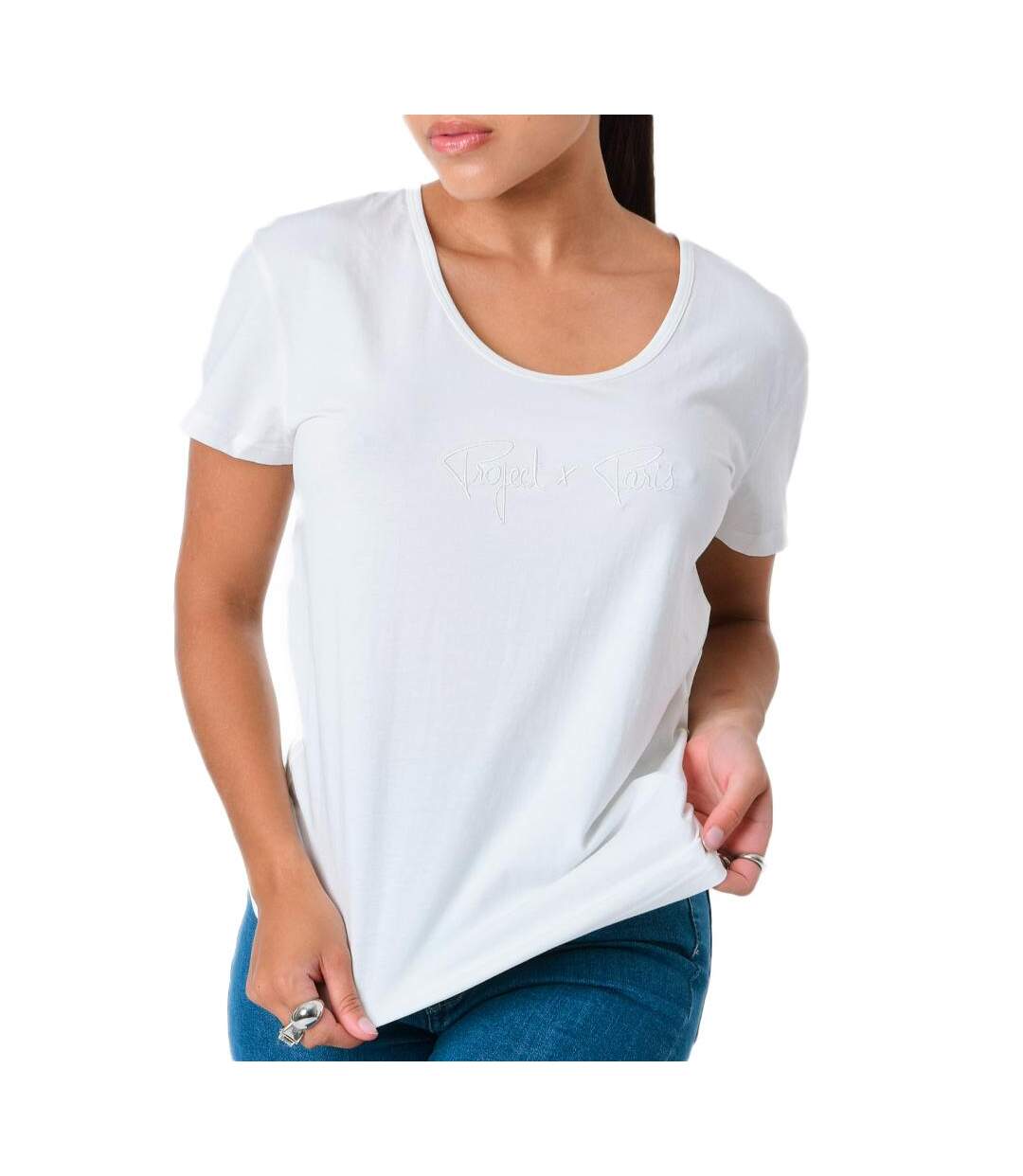 T-shirt Blanc Femme Project X Paris Broderie - S