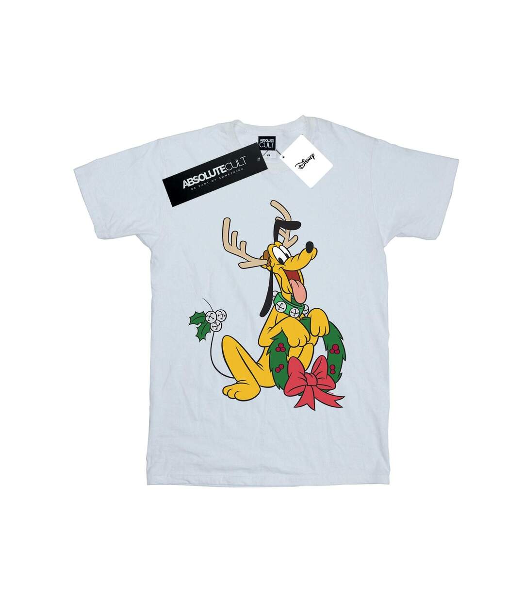 Disney Femme/Les femmes Pluto Christmas Reindeer Cotton Boyfriend T-Shirt (Blanc) - UTBI37773-1