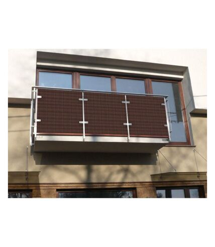 Brise-vue en résine tressée pour balcon et clôture coloris marron et beige 0.9 x 5 m