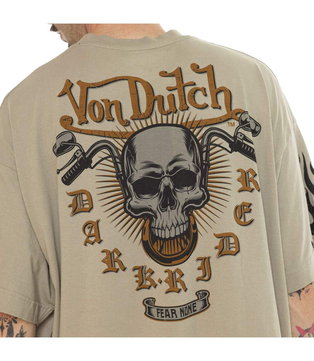T-shirt homme relax en jersey 180GSM avec print devant et dos Boston Vondutch-3