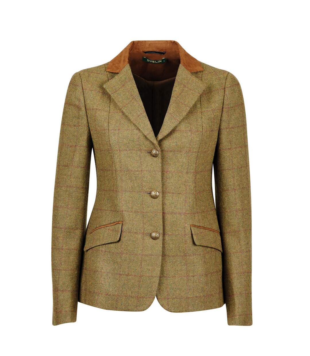 Womens/ladies albany tweed faux suede collar tailored jacket brown Dublin-1