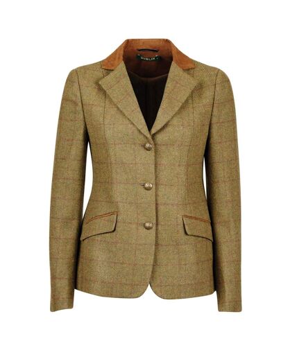 Womens/ladies albany tweed faux suede collar tailored jacket brown Dublin