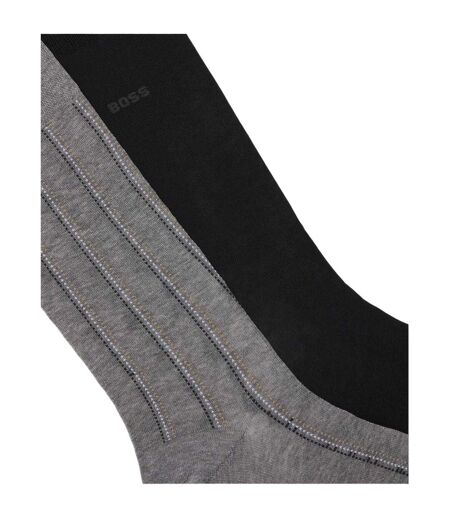 Lot De 2  Chaussettes Motif/style Fines Rayures Homme Gris Moyen Boss
