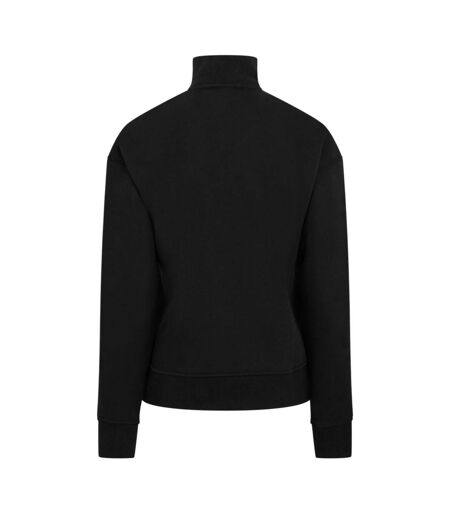 Womens/ladies Quarter Zip Sweatshirt Black USA Pro
