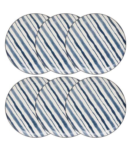 Lot de 6 Assiettes Plates Umami Rayure 26cm Bleu