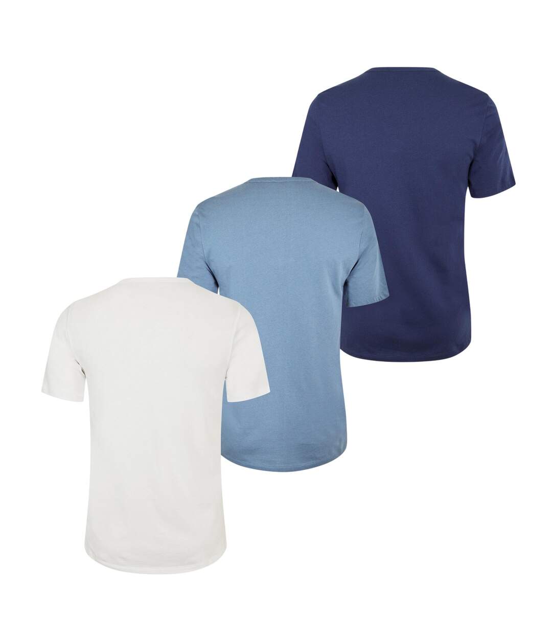 Lot De 3  Hauts De Pyjama Motif/style Uni Homme Bleu Blanc Bleu Marine Foncé Hugo-2