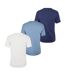Lot De 3  Hauts De Pyjama Motif/style Uni Homme Bleu Blanc Bleu Marine Foncé Hugo-2