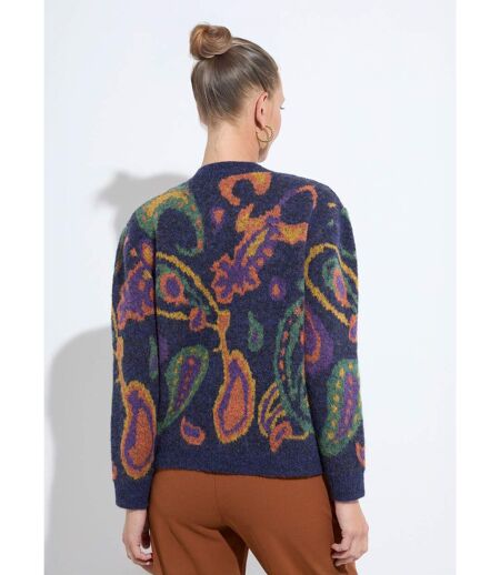 Gilet chaud court boutonné jacquard avec laine