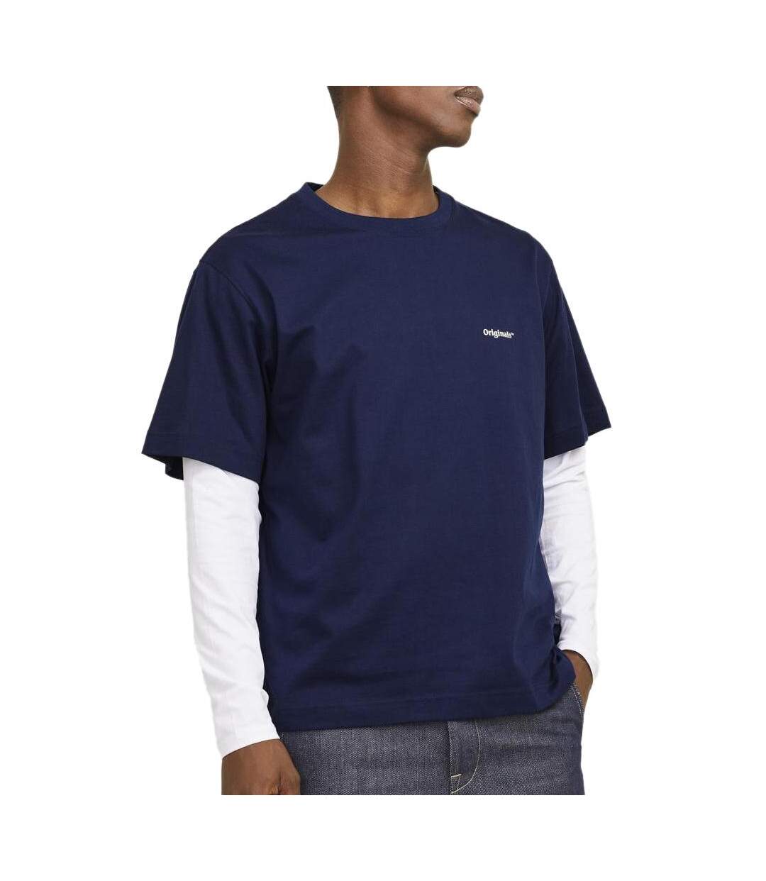 T-Shirt marine homme jack & jones paros-1