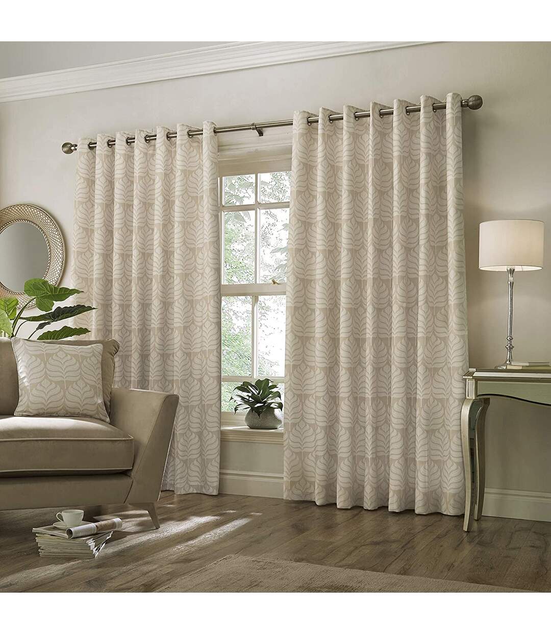 Rideaux à œillets horto 167,64 cm x largeur du rideau: 182,88 cm beige Paoletti-1