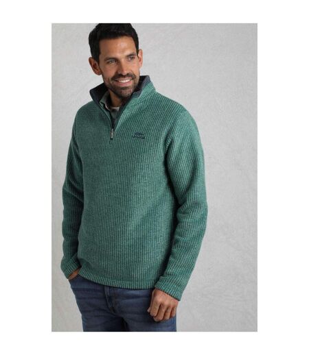 Mens Newark Grid Eco Friendly Quarter Zip Fleece Top Leaf Green Weird Fish