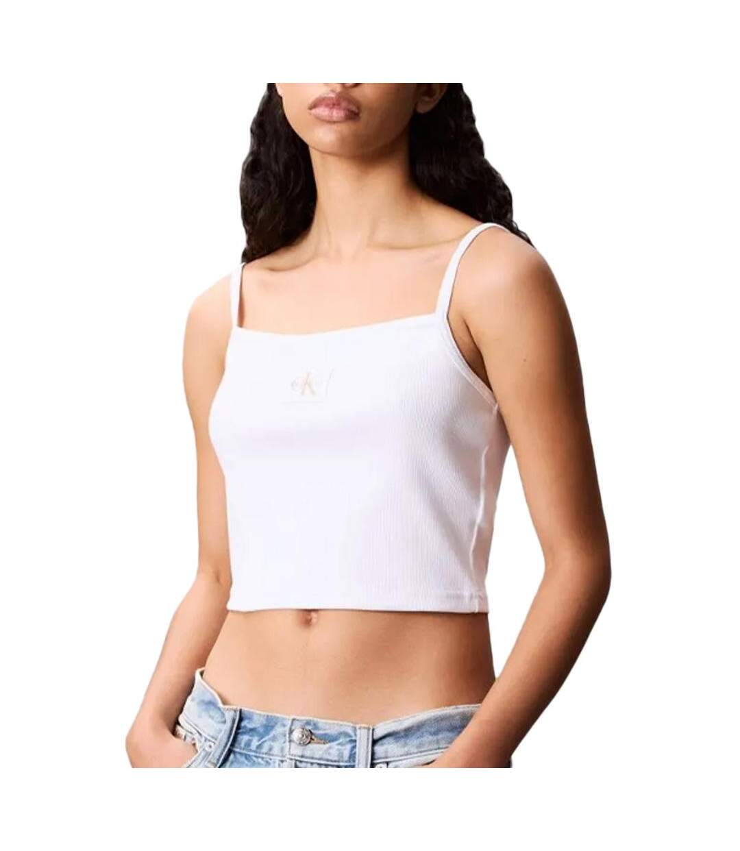 Débardeur blanc femme calvin klein jeans a- woven-1