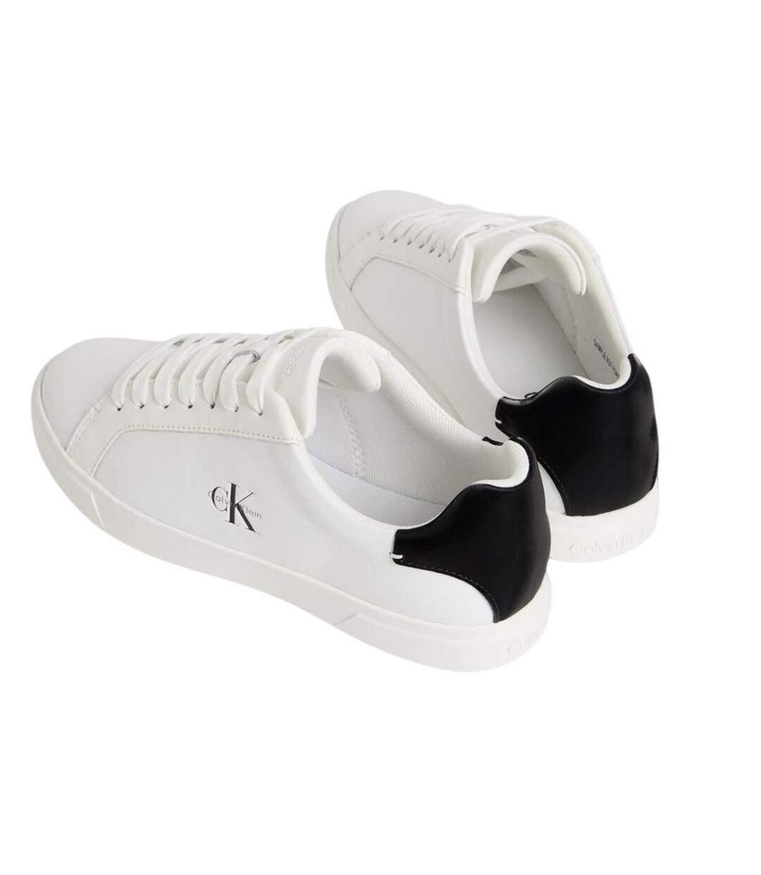 Womens/ladies Leather Low Trainers Bright White Black Calvin Klein-2