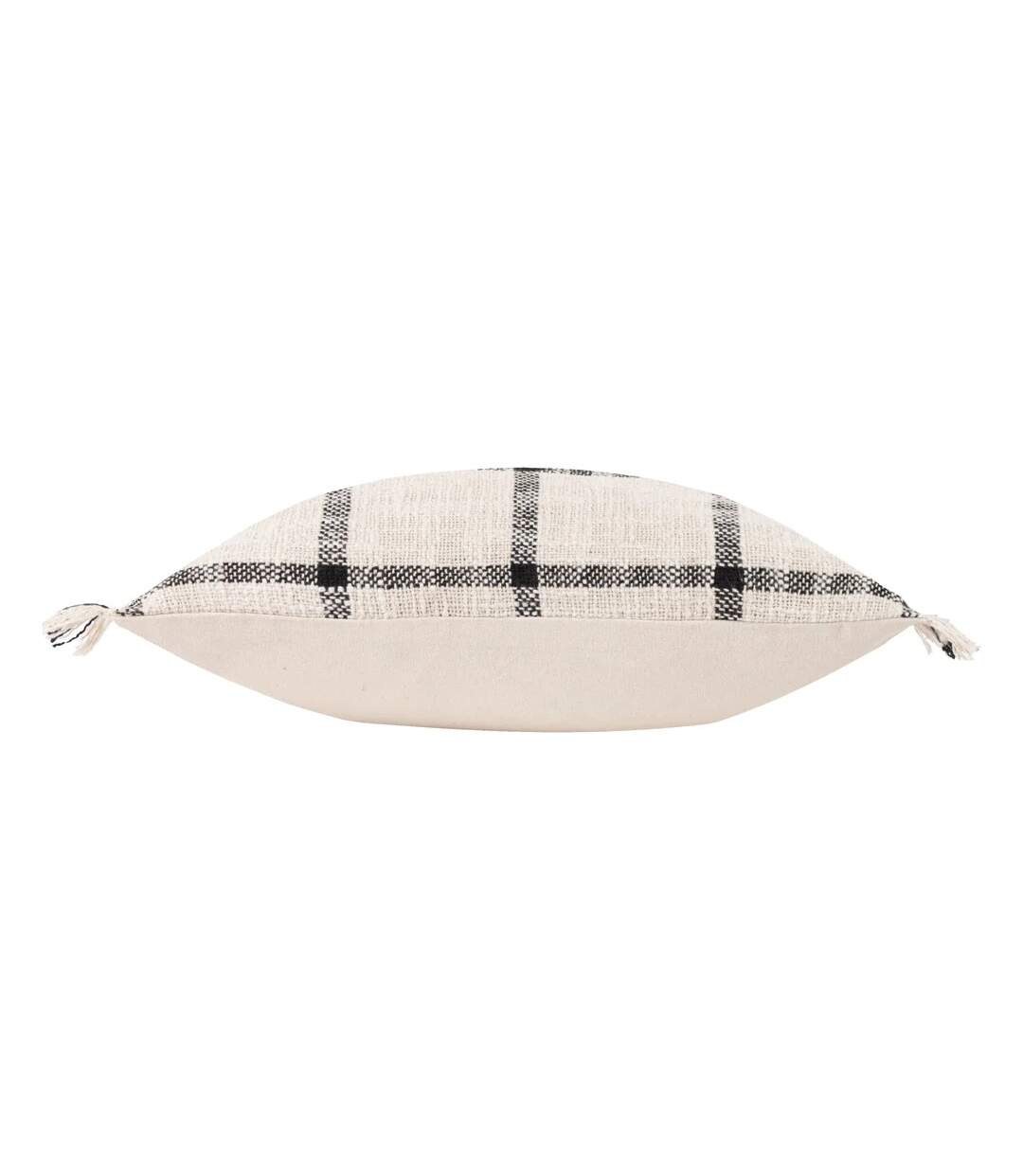 Beni fringed checked cushion cover 45cm x 45cm natural/black Yard-3