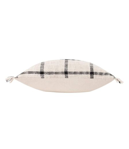 Beni fringed checked cushion cover 45cm x 45cm natural/black Yard