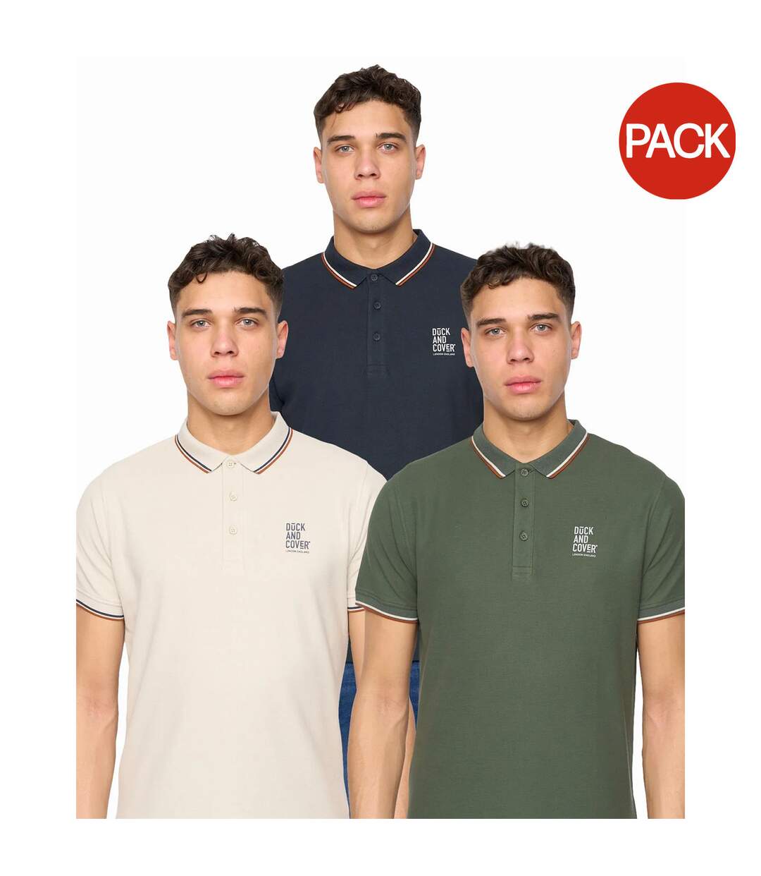 Pack Of 3  Mens Melports Polo Shirt  Multicoloured Duck And Cover-2