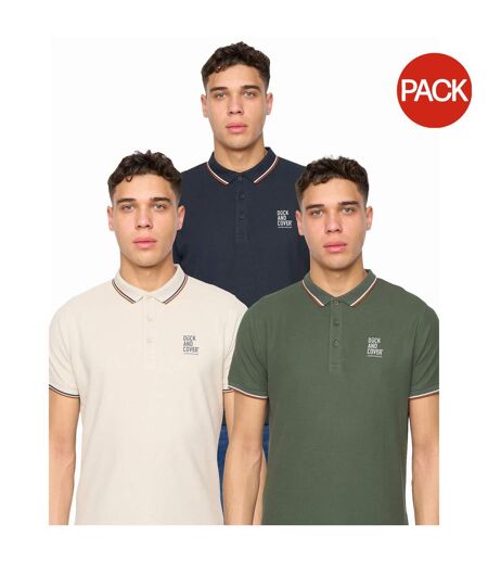 Pack Of 3  Mens Melports Polo Shirt  Multicoloured Duck And Cover