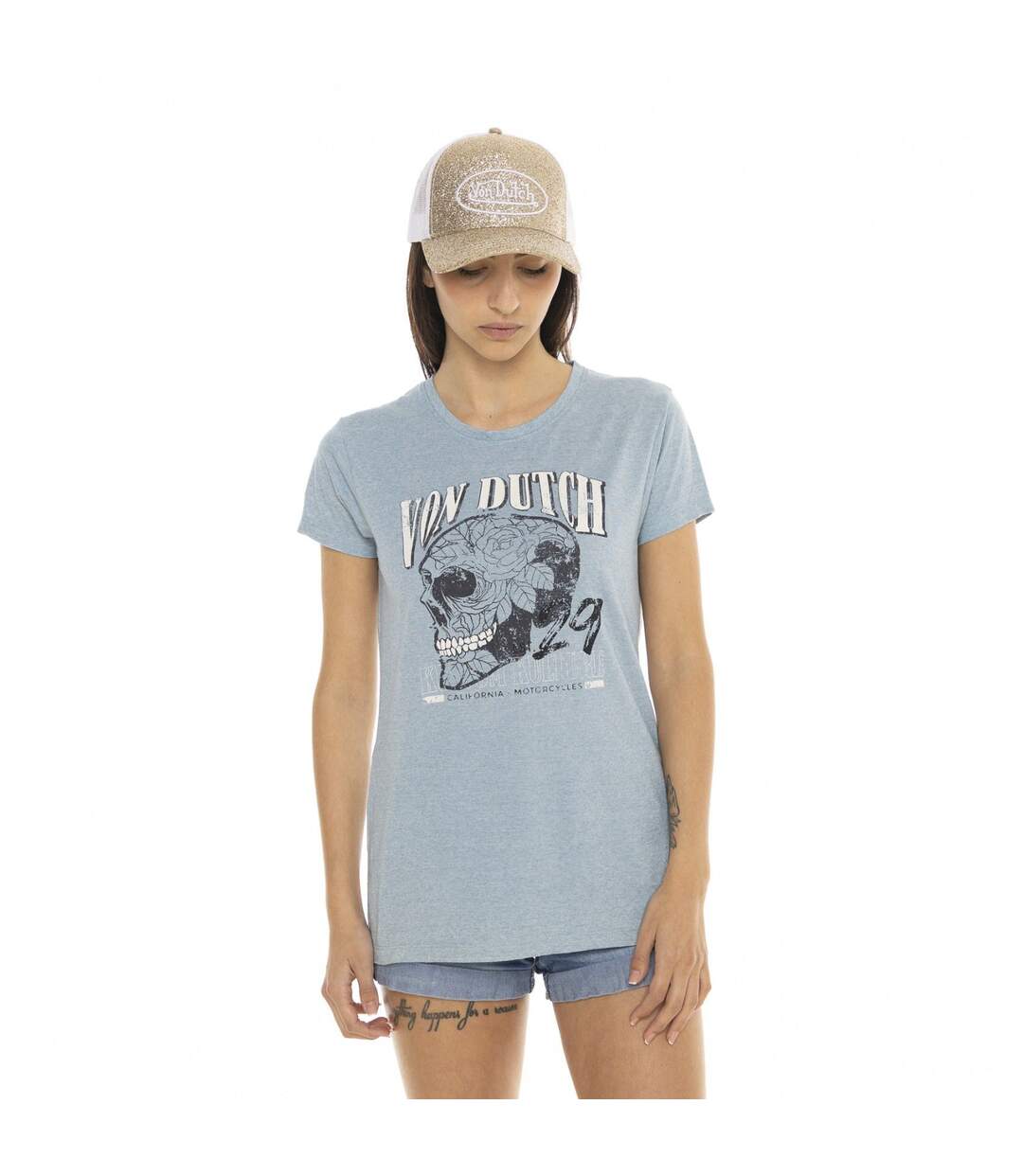 T-shirt à col rond manches courtes femme Spring Skull Vondutch-4