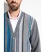 Gilet col V boutonné rayures jacquard laine-4