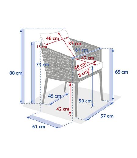 Lot de 2 fauteuils de jardin en aluminium et maille YCONIA - Beige et argile