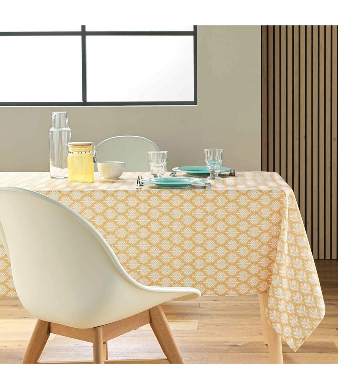 Nappe Antitache Imprimé Davia 145x240cm Jaune-4