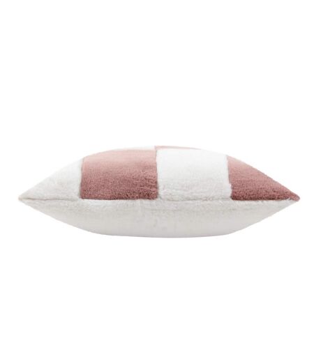 Cozee faux fur checked cushion cover 50cm x 50cm pink Heya Home