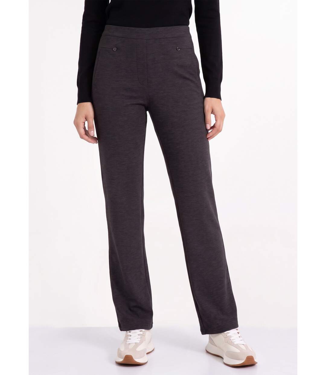 Pantalon droit taille semi élastiquée-1