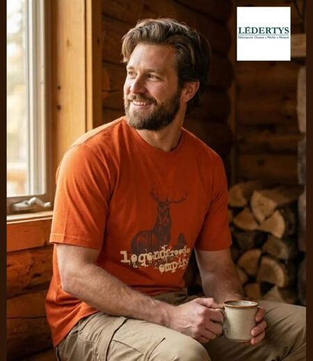 Tee-shirt Chasse Orange Ledertys LY0599O avec Motif Cerf