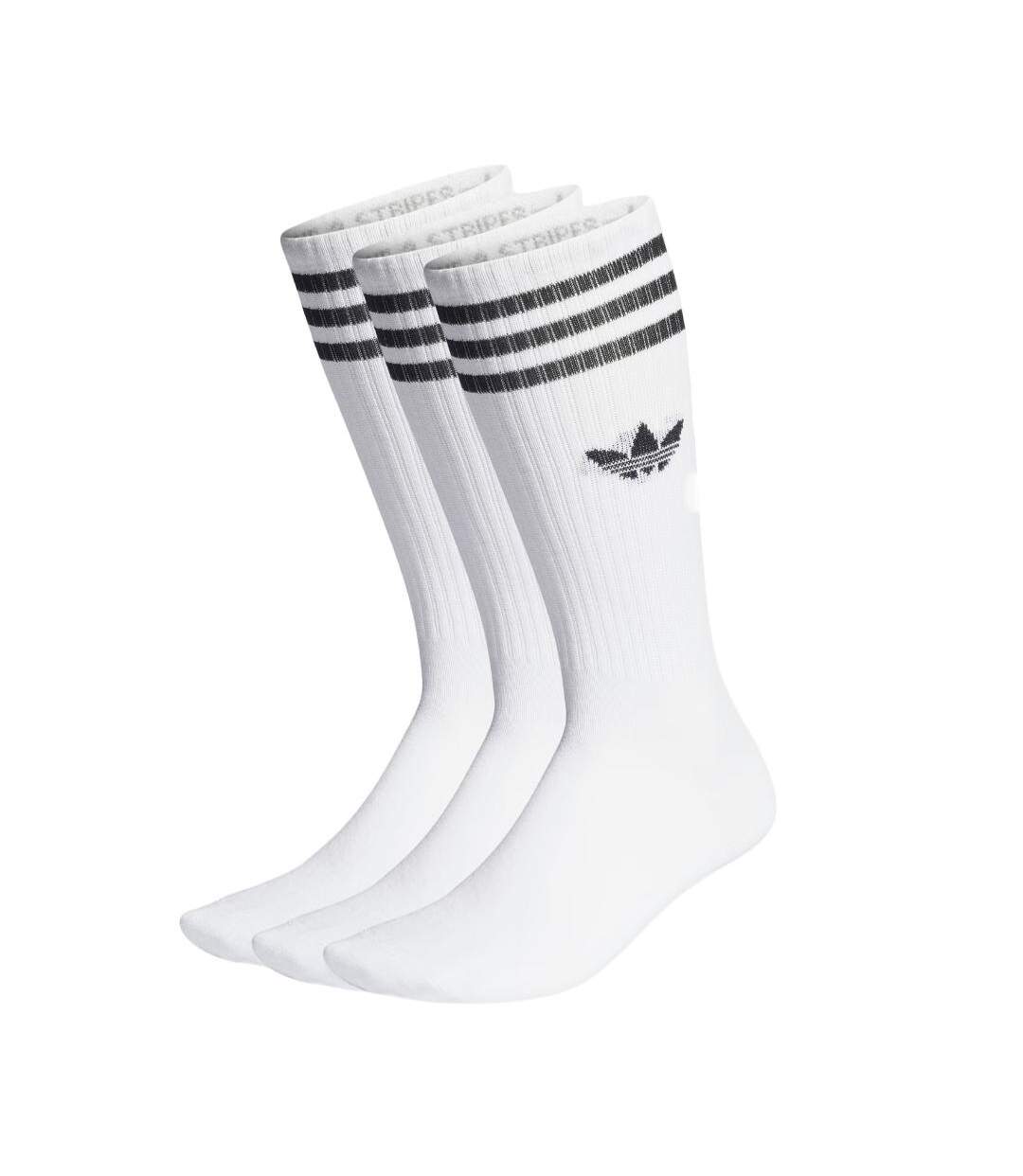 Lot de trois paires de chaussettes blanc/noires homme adidas high crew-1