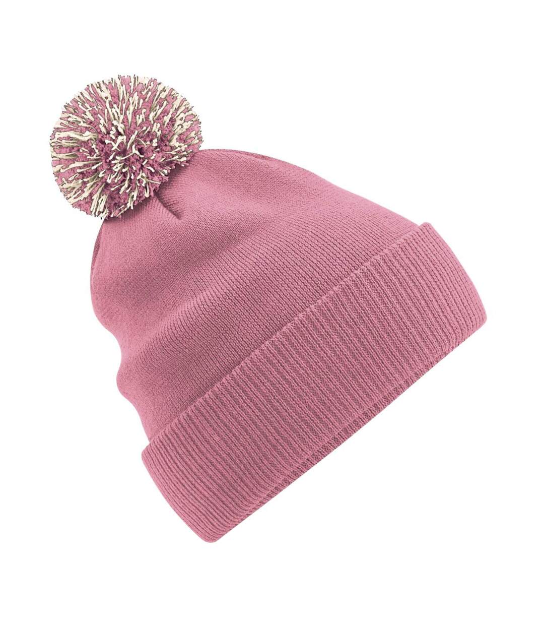 Bonnet snowstar unisexe rose pâle / blanc cassé Beechfield