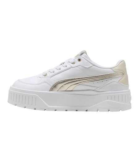Womens/ladies Karmen Ii Leather Platform Trainers White Gold Puma