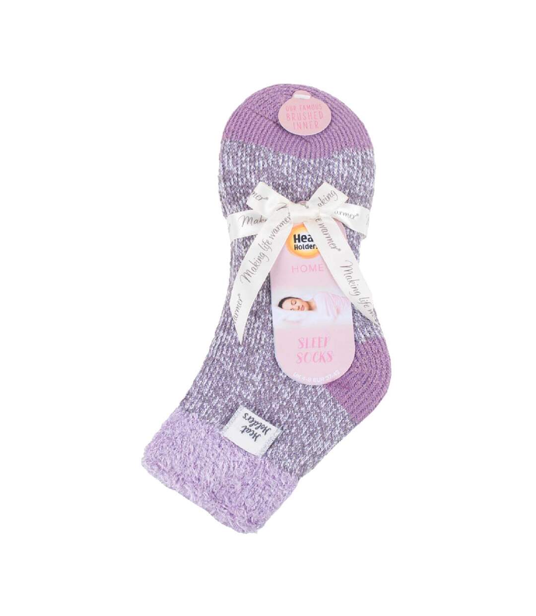 Ladies Ribbed Cuff Thermal Bed Socks for Lounging Around-2