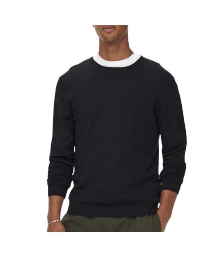 Pull noir homme only & sons life crew knit