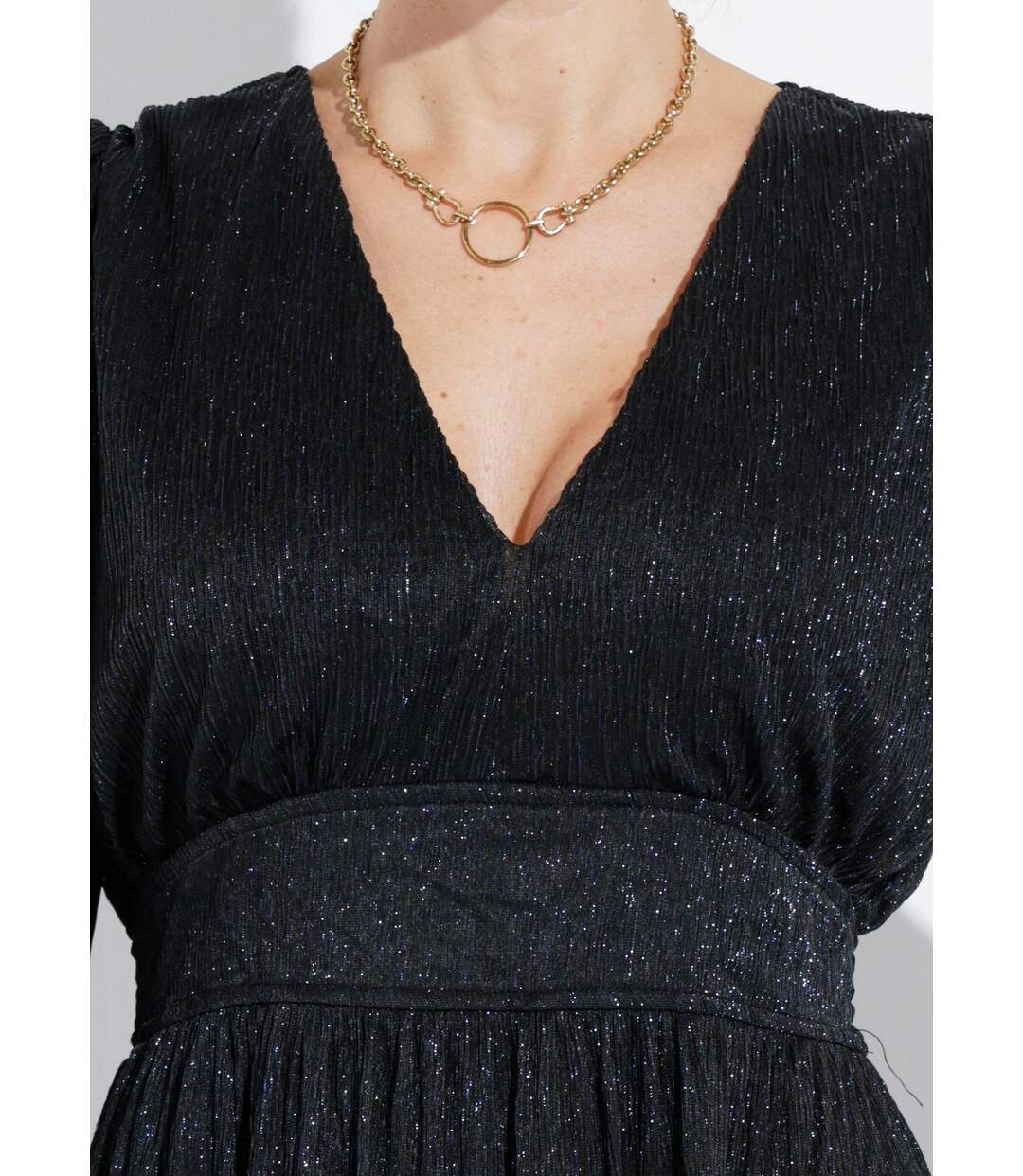 Robe longue en voile effet pailleté-3
