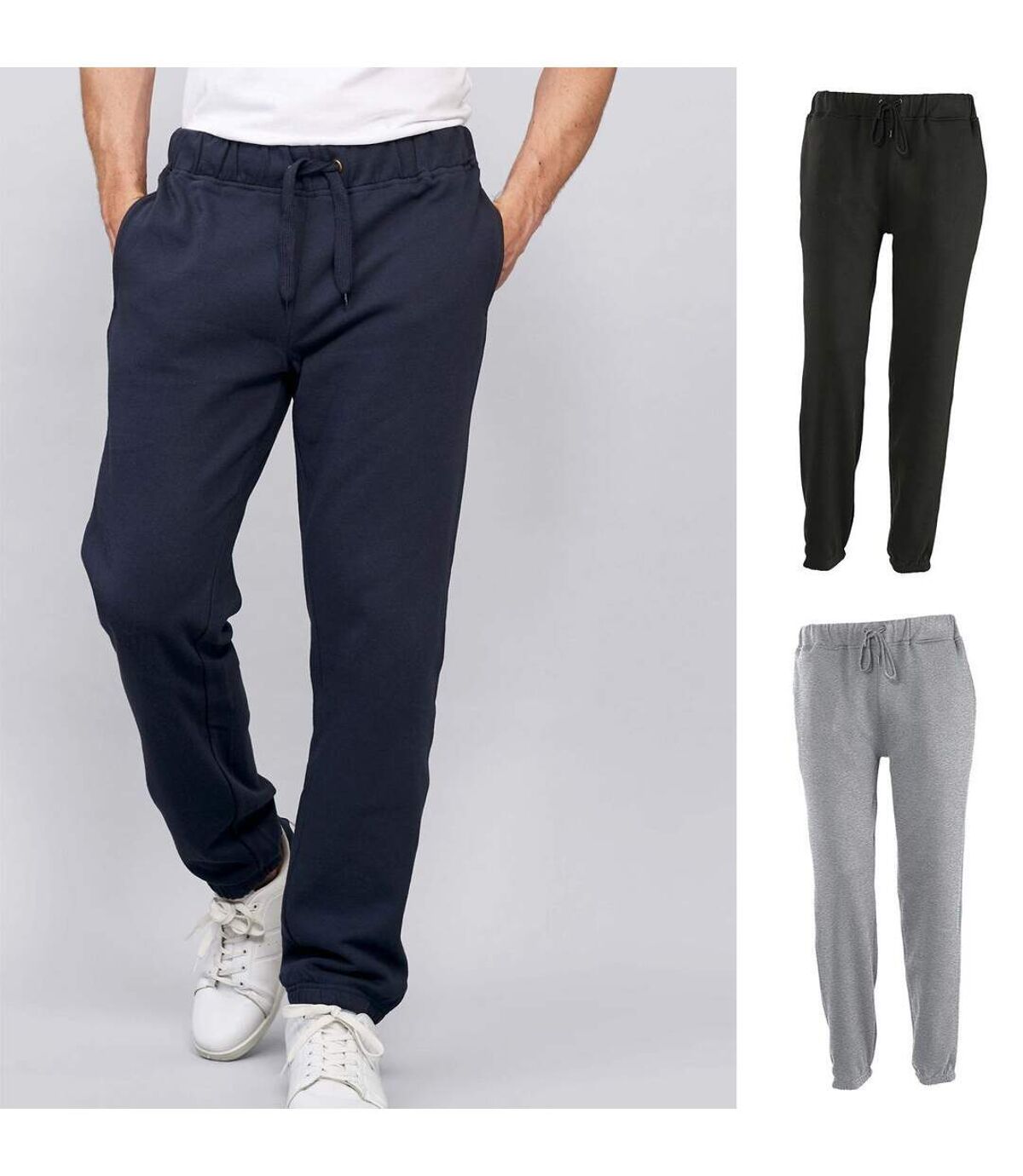 Lot 3 pantalons jogging sport - détente - homme - 83030 - noir - gris - bleu marine