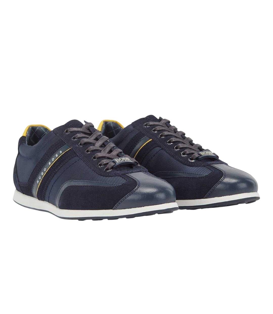 Mens Stiven Leather Lace Up Trainers Navy Hugo Boss-1
