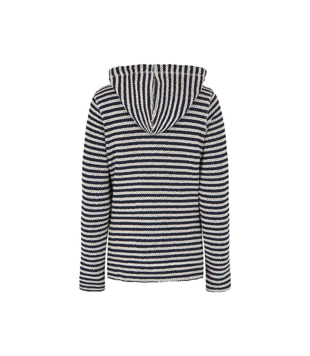 Womens/ladies fisher stripe macaroni eco friendly full zip hoodie ecru Weird Fish-2