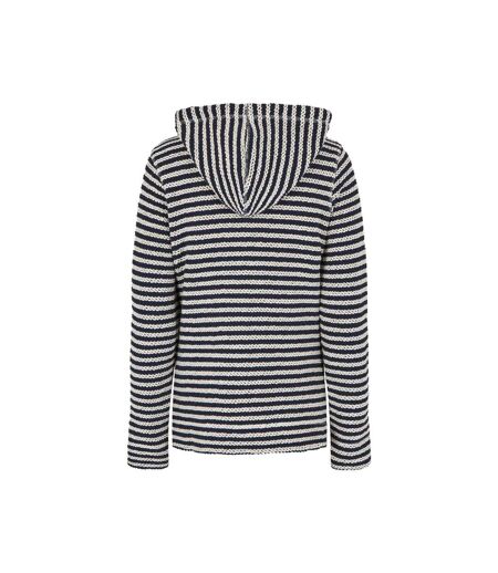 Womens/ladies fisher stripe macaroni eco friendly full zip hoodie ecru Weird Fish