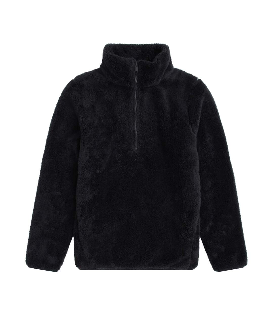 Womens/ladies Teddy Fleece Half Zip Jacket Black Animal-2
