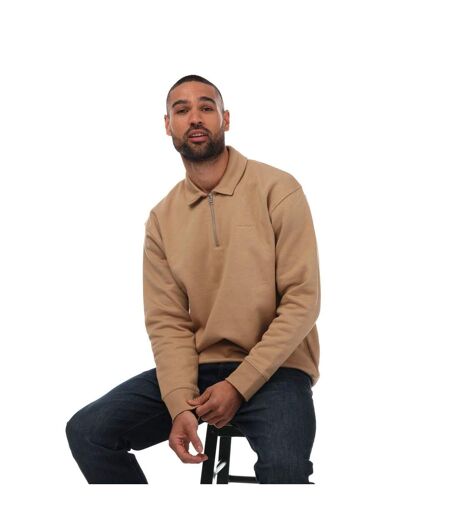 Mens icon half zip sweatshirt beige Gant