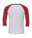Canvas T-shirt De Baseball À Manches 3/4 Homme Blanc Rouge Bella + Canvas-2