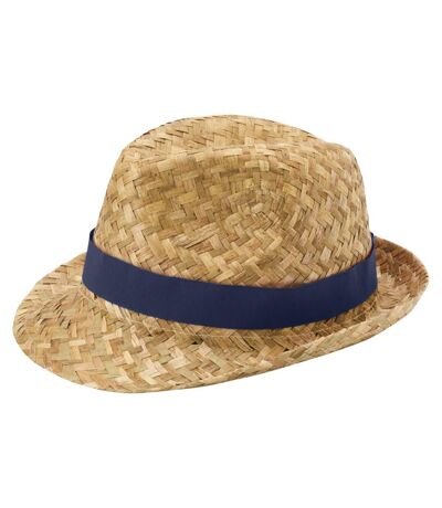 Unisex Adult Pricus Straw Sun Hat Natural Navy Floso