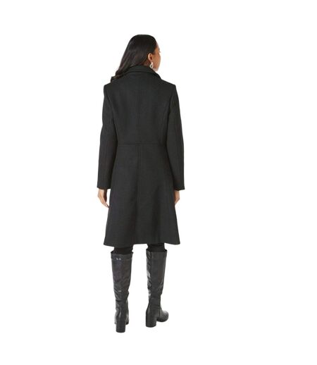 Womens/ladies double-breasted dolly coat black Principles