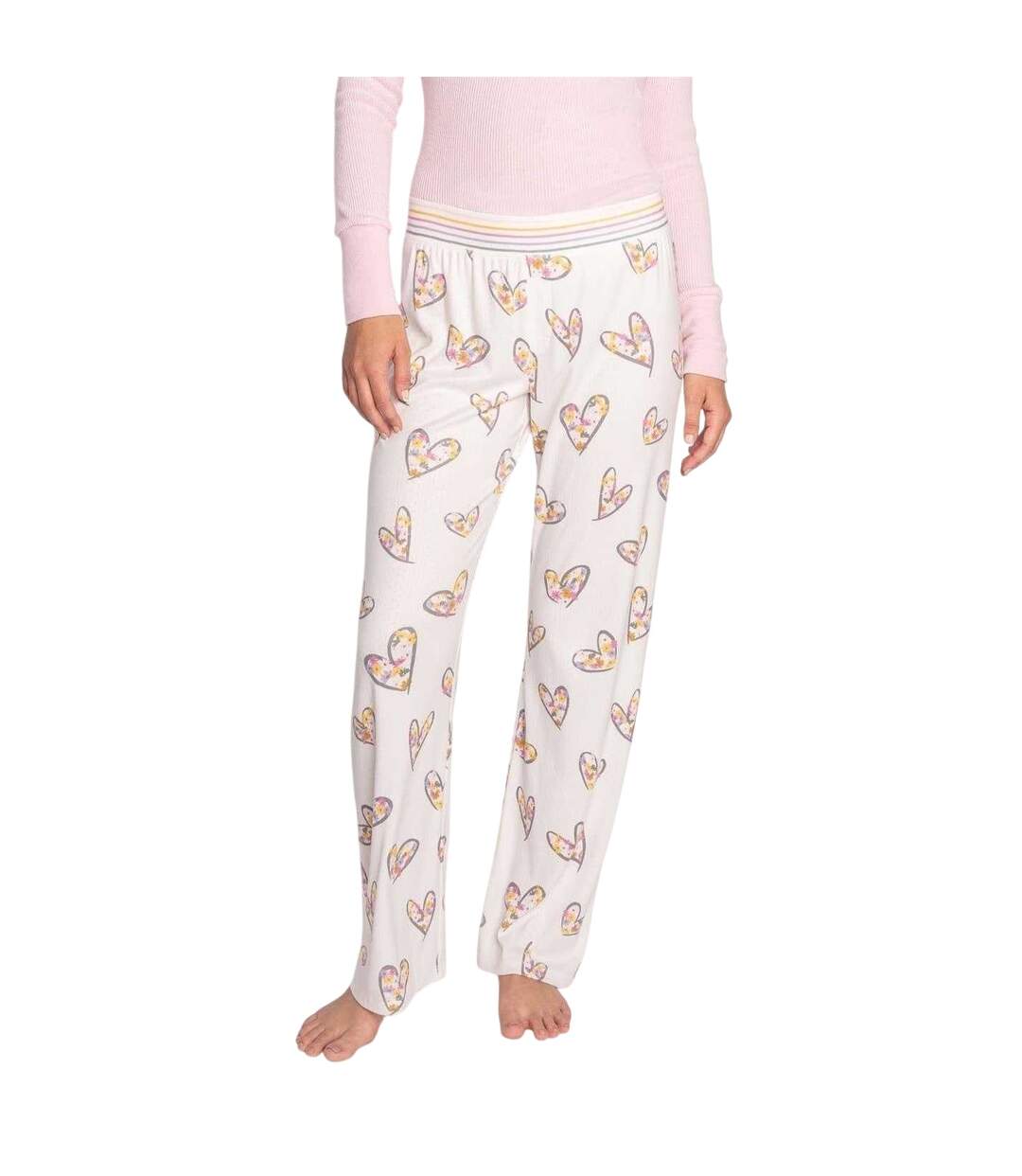 Pantalon De Détente Motif/style Cœurs Et Fleurs Femme Blanc Cassé PJ Salvage-2